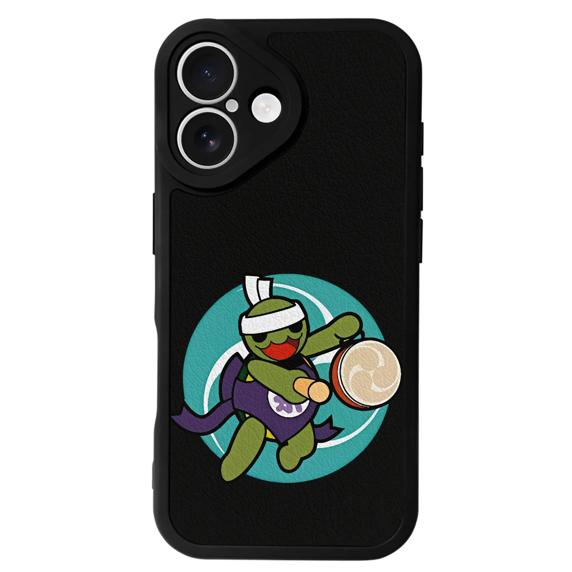 太鼓の達人 グッズ - IPhone 16シリーズ対応 ・ シリコンスマホケース ・ レザー調 ・ 高精度フィット ・ 耐衝撃 ・ ワイヤレス充電対応 ・ 精密カット